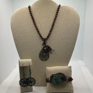 Bohemian Brown and Turquoise Jewelry Set